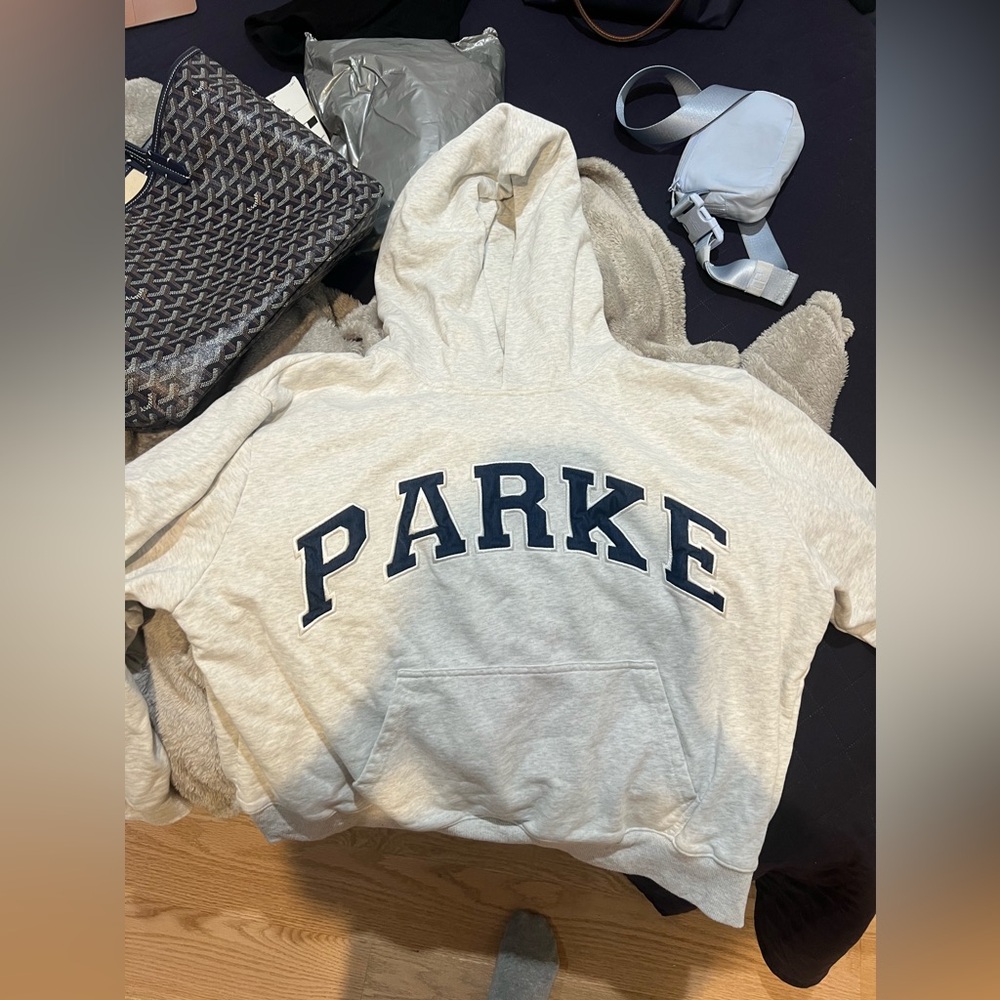 Parke oversized hoodie, grey with navy stitching